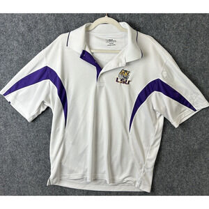 PGA Tour LSU Tigers Golf Short Sleeve 1/4 Button-Up Polo Shirt Men's XL